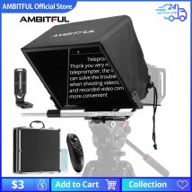 Ambitful T14 Big Screen Prompter Professional Interview Foldable Teleprompter for Smartphone DSLR Camera Live Video Recording