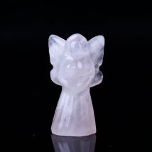 100% naturalny kwarc Rse rzeźbiony anioł dziewczyna figura Fengshui jasny kwarc różowy kryształ figurka rzemiosło na blat wystrój DIY prezent