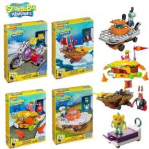 SpongeBob Schwammkopf Bausteine Piraten Racing Szene Serie Kleine Partikel Junge Mädchen Zusammengebautes Spielzeug Burger Auto Modell Geschenk