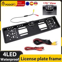 Podofo Telecamera per targa per auto Vista posteriore Wireless Telaio per licenza europea UE Telecamera per retromarcia per visione notturna impermeabile 4 luci a LED