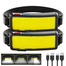 Forte luce COB faro lunga durata della batteria ricarica USB impermeabile pesca notturna all'aperto corsa notturna manutenzione lavoro luce