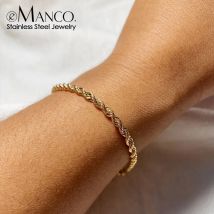 eManco Twisted Rope Chain Armband für Frau Hip Hop Punk 4MM Gold Farbe Edelstahl Gold Farbe Halskette Mode schmuck