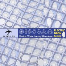 Elektrischer weißer Pubrilex-Strass zum Aufnähen, abgeschrägtes Glas, zum Nähen von Kristall-Strasssteinen für Kleid, Schmuck, Bastelzubehör