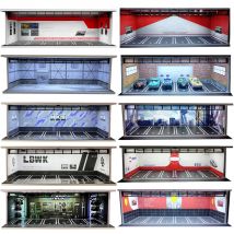 Meiduoxing Maßstab 1:64 Auto Garage Diorama Modelle Set Montieren LED Beleuchtung Auto Parkplatz Hintergrund Display Szene Modell Spielzeug