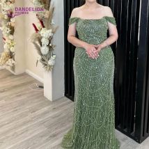 LuxuryOff The Mermaid Abendkleid für Frauen, Hochzeit, Perlen verziert, trägerlos, elegant, Saudi-Arabien, Dubai, lange formelle Abschlussball-Party-Kleider