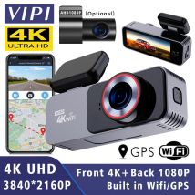 Dash Cam 4K 3840*2160P Car DVR WIFI GPS Mini Dual Lens Camera Front and Rear Dashcam Black Box Video Drive Recorder Night Vision