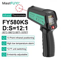 MASTFUYI 13-Punkt-Laserthermometer für -50 ° C bis 580 ° C, verhindert Überkochen mit Hi/Low-Alarmen, Genauigkeit für mehrere Oberflächen und Hintergrundbeleuchtung
