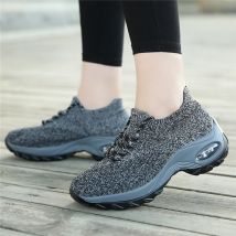Frauen Walking Trainer Mode Fly Weben Socke Turnschuhe Atmen Komfort Pflege Schuhe Casual Plattform Faulenzer Nicht-slip