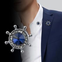 Korean Fashion Kristall Anchor Rudder Brosche herren Anzug Shirt Abzeichen Kragen Pins Brosche Schmuck Luxus für Frauen Zubehör Geschenke