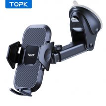 TOPK Supporto per telefono per auto Ventosa per cruscotto Parabrezza Morsetto per supporto per auto mobile per iPhone Pro Max X Xiaomi Huawei Samsung