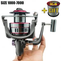1000 2000 3000 4000 5000 6000 7000 Series Spinning Fishing Reel 5.2:1 Gear Ratio 10kg Max drag Metal Spool for Bass Pike Fishing