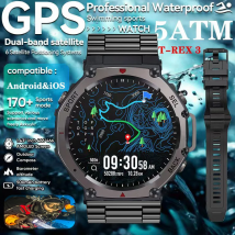 Military sturdy T-REX 3 smart watch built-in dual-frequency GPS compass altitude pressure stainless steel strap Bluetooth call