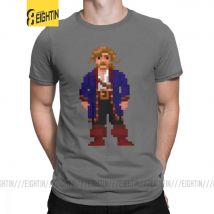 Männer T-Shirts Guybrush Threepwood Affe Insel T Hemd Casual 100% Baumwolle Tees Kurzarm Spiele Video Pirate Retro Spiel Tops