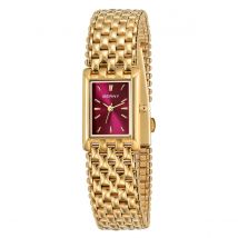 BERNY Golduhr für Damen, Burgunderrot, modisch, lässig, Damenuhren, Edelstahl, quadratisch, luxuriös, Damen-Quarz-Armbanduhren
