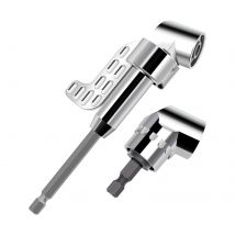 Rechtwinkliger Bohraufsatz, 105 Grad rechtwinkliger Bohrer-Adapter, abgewinkelter Schraubendreher für enge Räume (lang und KURZ) – Silber