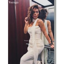 Verngo lvory Crepe Evening Dress Strapless Mermaid Simple Formal Occasion Dress Elegant Maxi Pleated Prom Gowns Customized