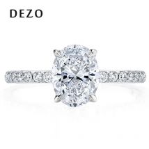 Dezo Oval schliff 2ct Solitaire Moissan ite Diamant Verlobung sring d Farbe solide 925 Sterling Silber Hochzeit Frauen versprechen Schmuck