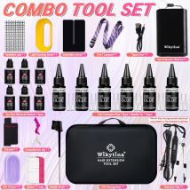 WIKYTINA Kit professionale per extension per capelli con luce UV - Set completo di strumenti con macchina per la rimozione della colla UV Macchina per l'estensione dei capelli UV