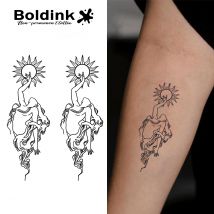 Boldink Sonnengöttin-Spiegel-Design, temporäres Tattoo, hält bis 15 Tage, neue Technologie, magischer, wasserfester, semi-permanenter Aufkleber.