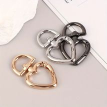 5pcs Peach Heart Shape Metal Spring Clasp Carabiner Key Ring Connectors for Keychain Snap Clasp Jewelry