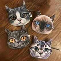 Niedliche Cartoon 3D Katze Plüsch Geldbörse, Tier Katze Münztüte Miniatur Kinder Geldbörse Snack Aufbewahrungstasche