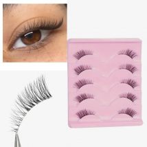 5 Paar Halbwimpern, transparentes Band, natürliche Katzenaugenwimpern, 3D-falsche Wimpern, 10 mm, kurze, weiche falsche Wimpern