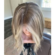 Kurze Bob Günstige Perücken Echthaar Dunkles Aschblond Spitze Frontal Perücke Braun Ombre 13x4 Wellenförmige Spitze Vorne Kleberlose Perücken Für Frauen Qearl