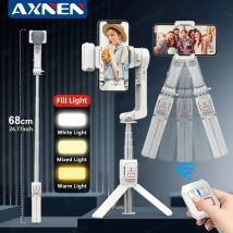 Axnen A10 Smartphone Handheld Gimbal Selfie Stativ mit Füll licht verlängern Stab, Telefon Video aufzeichnung Stabilisator für iPhone Android