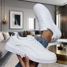 Stilvolle weiße Low-Top-Sneaker für Damen, leicht, atmungsaktiv, modisch, praktisch, Freizeitschuh, trendige, ästhetische Laufschuhe