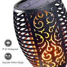 Lampa solarna z efektem płomienia, 12 LED, wodoodporna, lampy ogrodowe do oświetlania krajobrazu, na podwórko, do ogrodu, dekoracje na Halloween