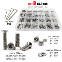 270/840X Torx Flachsenkkopf mit Stift Diebstahlsicherung Schraube Bolzen Schlüsselsatz Kit M2.5M3M4M5 Mix Größe 304 A2 Edelstahl