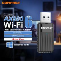 Comfast AX900 BT5.3 2,4G/5GHz Bluetooth WiFi 6 USB-Adapter 900Mbps Kabelloser Adapter Treiberfreier Wi-Fi-Empfänger für PC Win 10/11