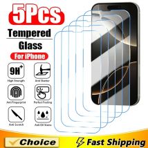 5Pcs Gehärtetem Glas Für iPhone 16 13 12 11 14 15 Pro Max Mini Screen Protector Für IPhone 17 PRO XR X XS 8 Plus Schutz Glas