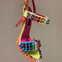 Bunte Kristall nieten High Heels Schnalle Frauen Sandalen Abend party Pumps Patchwork Frauen Sommerschuhe