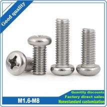 M1.6 M2 M2.5 M3 M3.5 M4 M5 M6 M8 GB818-85 A2-70 In Acciaio Inox 304 A Croce Phillips Rotonda Pan Testa Vite Vite