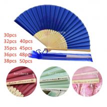 50/30Pcs Customized Solid Color Folding Hand Fans Personalized Logo for Wedding Favors Gift for Birthday Party & Home Decoration