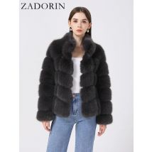 ZADORIN Winter Clothes For Women Stand Collar Splicing Long Sleeve Faux Fur Coat Women Black White Fluffy Jacket Faux Fur Coats