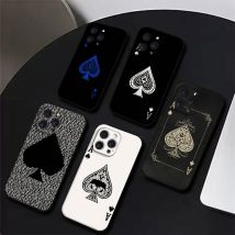 Ace Of Spades Poker Phone Case For IPhone 17,16,15,14,13,12,11 Plus,Pro,Max,XR,XS,X,7,8 Plus,Mini Black Silicone Soft