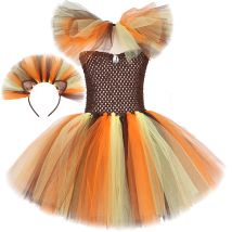 Girls Lion King Costume Holiday Party Tutu Princess Dresses Fancy Animal Cosplay Carnival Halloween Costume for Kids Clothes Set
