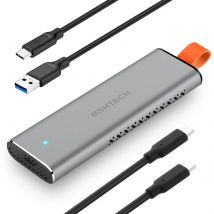 RSHTECH M.2 NVMe SATA SSD-Gehäuse Aluminium 10 Gbit/s USB 3.1 Externer NVMe SSD Caddy für NVMe PCIe und SATA M-Key (B+M Key) UASP