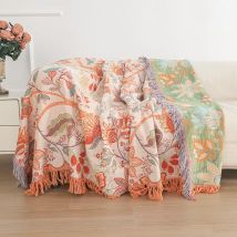 Bunte, florale, gewebte Überwurfdecke mit Quasten, künstlerisches Boho-Dekor für Sofa, weicher, stilvoller Couchbezug, ideal für Zuhause, gemütliche Kuscheln
