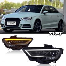 TYPY reflektory samochodowe dla Audi A3 2017-2020 lampy samochodowe LED światła dzienne dynamiczne kierunkowskazy akcesoria samochodowe