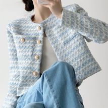 HELIAR Herbst Frauen Buttons Up Strickjacke Mantel Elegante Büro Tweed Mantel Langarm Jacke Lose Oberbekleidung für Frauen Winter 2024