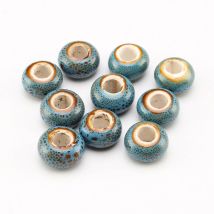 15mm Großes Loch Keramik Perlen Blume Glasiert Für DIY Zubehör Schmuck Machen Ohrring Lose Charme Porzellan Perlen GroßhandelT173