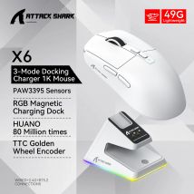 Mouse ATTACK SHARK X6, connessione tri-modale Bluetooth PAW3395, base di ricarica magnetica touch RGB, mouse da gioco macro