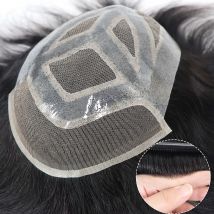 6*8/ 6*9/7*10/8*10 Spitze Mit PU Toupet Männer Atmungsaktive Französisch Spitze Front männer Perücke Echthaar Toupet Männer der Ersatz Systeme