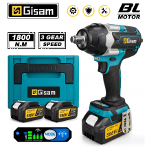 Gisam 1800N.M Torque bezszczotkowy elektryczny klucz udarowy 1/2 cala śrubokręt klucz akumulatorowy elektronarzędzie do akumulatora Makita 18V Pin