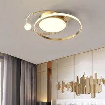 Lampada da Soffitto LED Moderna per Camera da Letto, Soggiorno, Cucina, Studio, Design Circolare Semplice in Oro con Telecomando
