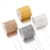 Nie blakną 2 metry łańcuszek z cekinami naszyjnik złoty srebrny łańcuszek metalowy kabel miedziany łańcuszki ustalenia komponenty do wyrobu biżuterii Craft DIY