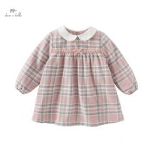 Dave Bella Prinzessin Kleid Mädchen Baby 2024 Neue Winter gepolsterte Plaid Gedruckt Langarm Kinder "kleid Party Outdoor DB 4243909
